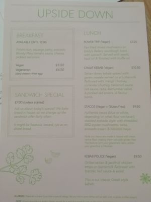 Food menu at Last Light Coffee in Blackpool