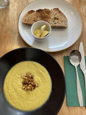 CAULIFLOWER, COCONUT AND GINGER SOUP  at Last Light Coffee in Blackpool