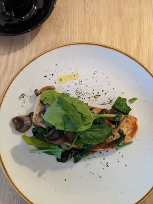 Power trip- mushrooms, spinach and sourdough at Last Light Coffee in Blackpool