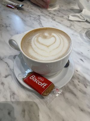 Oat milk cappuccino  at Evviva in Toronto