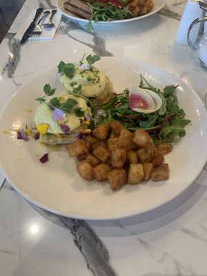 Vegan eggs benedict  at Evviva in Toronto