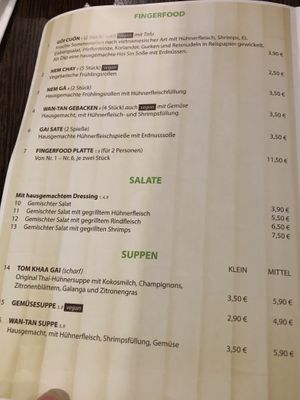 Menue at DO's in Stuttgart