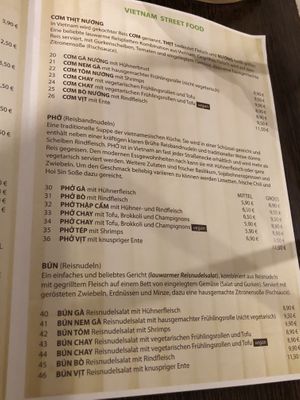 Menue at DO's in Stuttgart