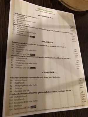 Menue at DO's in Stuttgart