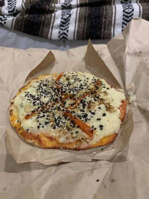 Vegan pizza  at La Cordobesita in Tulum