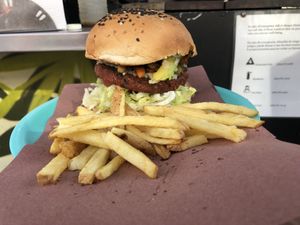 Soya burger  at La Cordobesita in Tulum