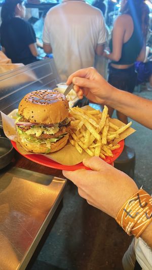 vegan burger  at La Cordobesita in Tulum