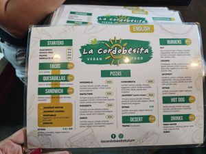 Menu in English at La Cordobesita in Tulum