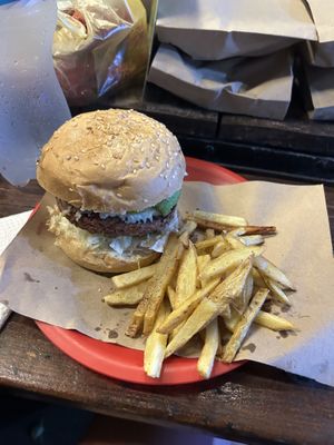 Soya burger  at La Cordobesita in Tulum