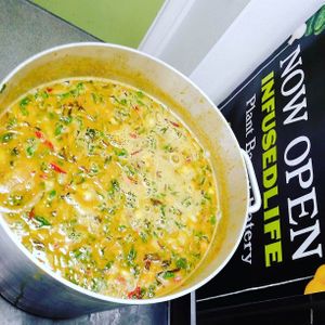 Soup competition time Moroccan sweet potato lentil stew at Infusedlife Plant Based Emporium in Minneapolis