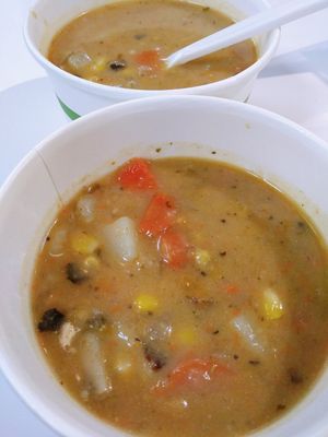 Soup of the day veg potato chowder at Infusedlife Plant Based Emporium in Minneapolis