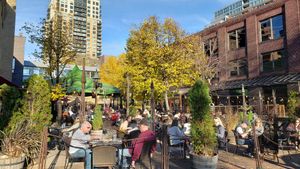 Outdoor patio, November 2021. Lots of seating. at Aster Cafe in Minneapolis