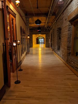 The public hallway to the bathrooms at Aster Cafe in Minneapolis