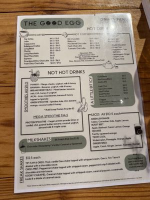 Menu 1/2  at The Good Egg in Busselton