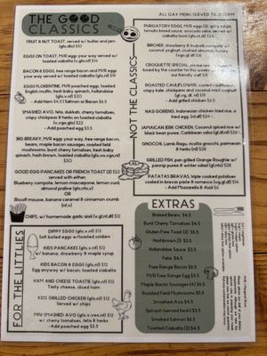 Menu 2/2  at The Good Egg in Busselton