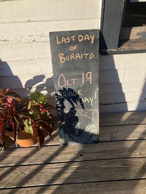 Seasonal open. This year closes October 19.  at The Burrito Bar at Breeze Hill in Lansing