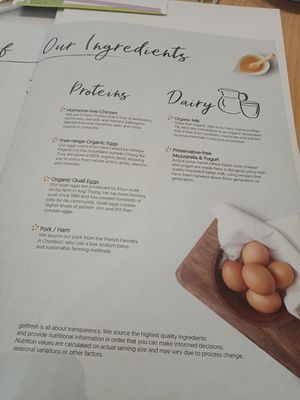 Menu at Get Fresh in Bangkok