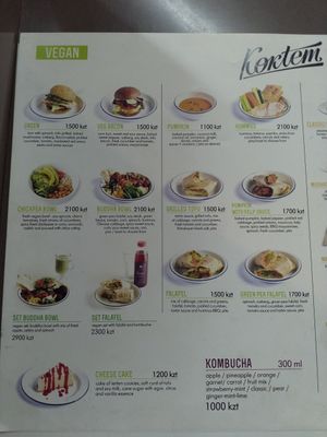 Vegan menu at Koktem in Astana