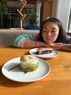 Pistachio cheesecake and brownies  at Koktem in Astana
