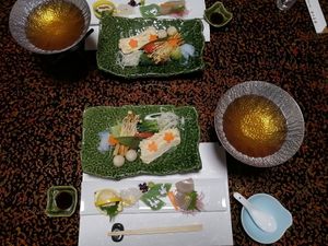Assorted Konjac and Yuba Nabe at Yunoshimakan in Gero