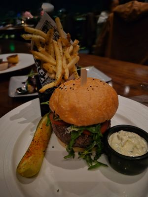 Edamane burger and nori seasoned fries at Ascend in Bellevue