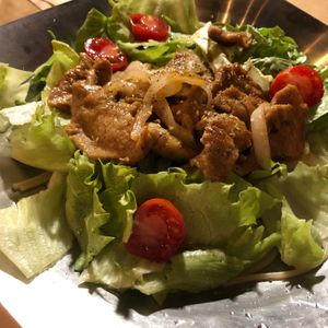 Vegan salad with bulgogi made by beans.  at Mr. Lee in Seoul