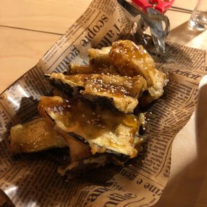 Fried mushroom and eggplant.  at Mr. Lee in Seoul