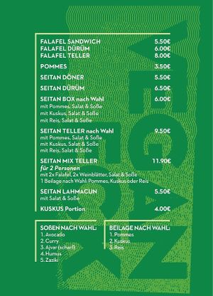 Delivery every day from 4 p.m. to 10 p.m. 

0176 313 781 25 at Vegan Eck in Munich