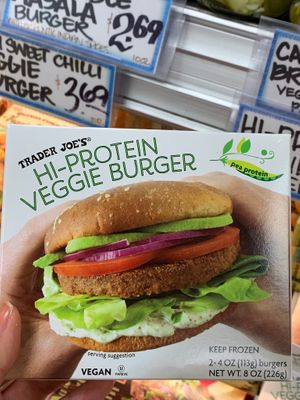 Yummy burger patty  at Trader Joe's in West Los Angeles