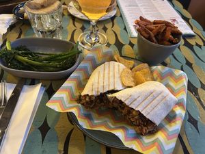 Vegan burrito, sweet potato fries and TS broccoli   at Lounges - Navarro Lounge in Manchester