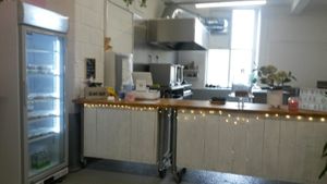 New premises - counter and meal prep fridge at The Superfood Bowl in Cleckheaton
