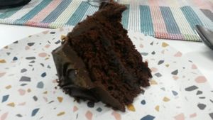 Chocolate and caramel cake at The Superfood Bowl in Cleckheaton