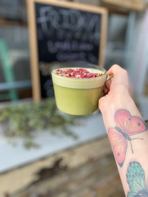 Matcha latte at The Superfood Bowl in Cleckheaton