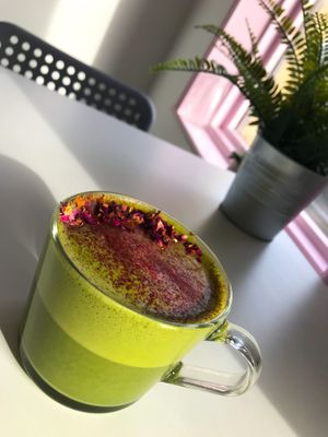 Matcha latte at The Superfood Bowl in Cleckheaton