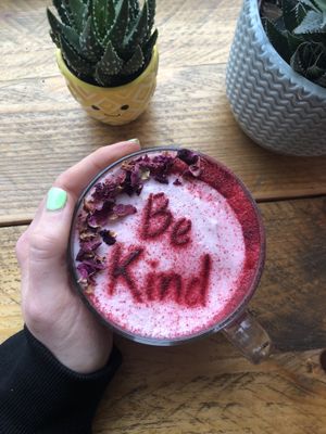 Beetroot latte  at The Superfood Bowl in Cleckheaton