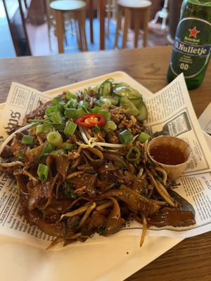 Fried noodles with tofuu  at Foodhallen in The Hague
