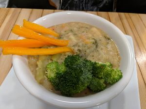 2/29/20 broccoli potato soup at The Plant Based & Juice Bar in Danville