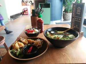 Vegan pho and spring rolls at Pho in Berlin