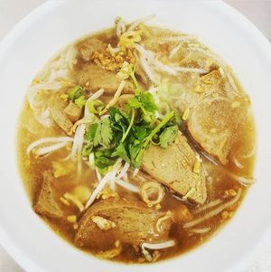 Mock duck thai noodles soup 100% vegan at Chada Thai in Norman