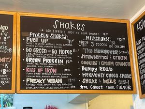 Vegan protein shakes and a vegan hangover shake   at Cafe Dolce in Solvang
