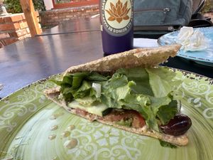 Mediterranean Vegan sandwich   at Cafe Dolce in Solvang