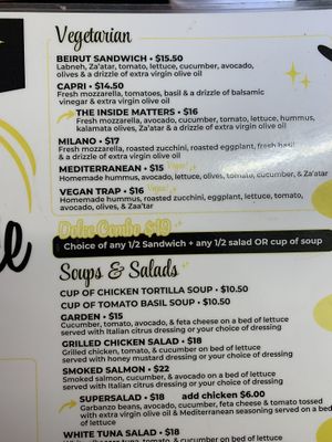 Vegetarian menu  at Cafe Dolce in Solvang