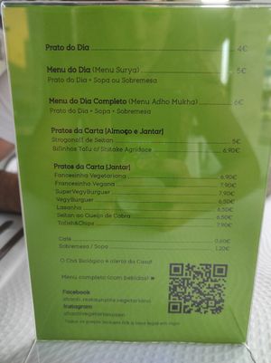Menu at Shanti in Braga