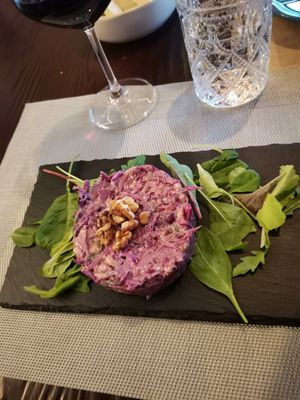 Pasticcio di cavolo viola e Maio veg at Il Pangolino in Casale Monferrato