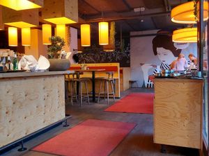 Interior of the restaurant at MoschMosch in Mannheim