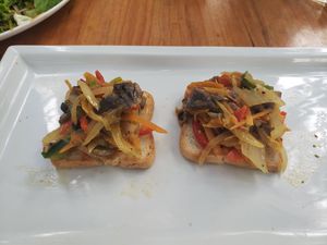 Mushroom and Veg Bruscetta at Cafe Europa in Liberia