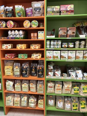 Shelves at Planeta Vegano in Madrid