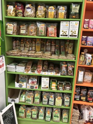 Shelves at Planeta Vegano in Madrid