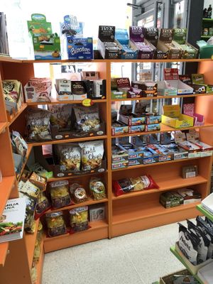 Shelves at Planeta Vegano in Madrid
