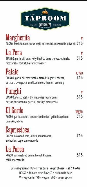 Menu Nov 2020 at Shedshaker Brewing Company in Castlemaine